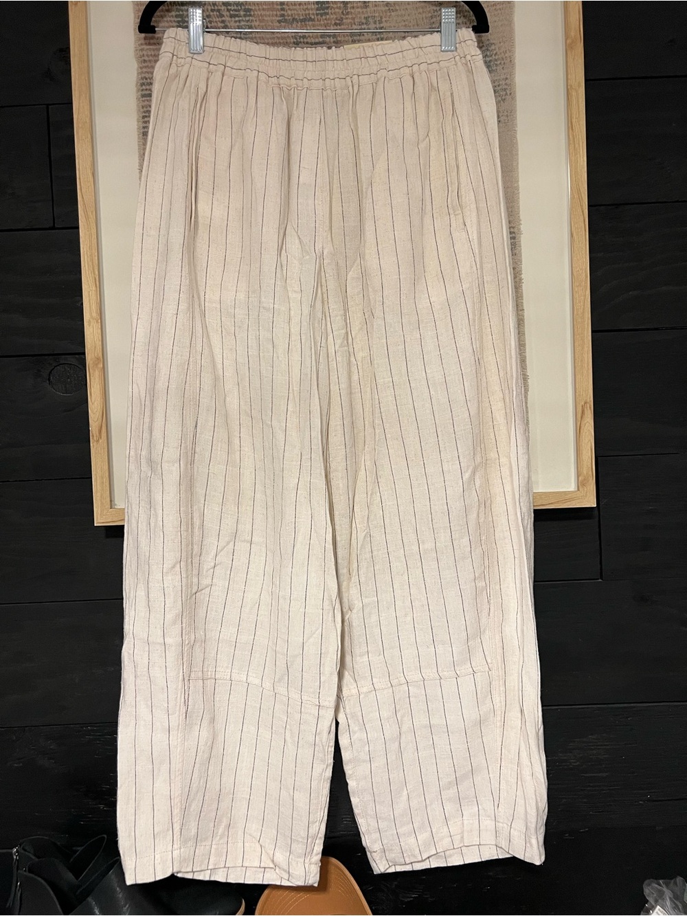 Max Studio Cream Pinstripe Linen-Blend Men's Chinos